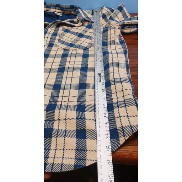 The North Face Flannel XL Blue Ivory Plaid Pockets Long Sleeve Mens Country Warm - Picture 3 of 10